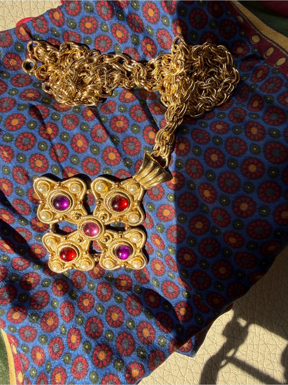 Gold-Tone Multicolor Gemstone Pendant Necklace - Women Jewelry